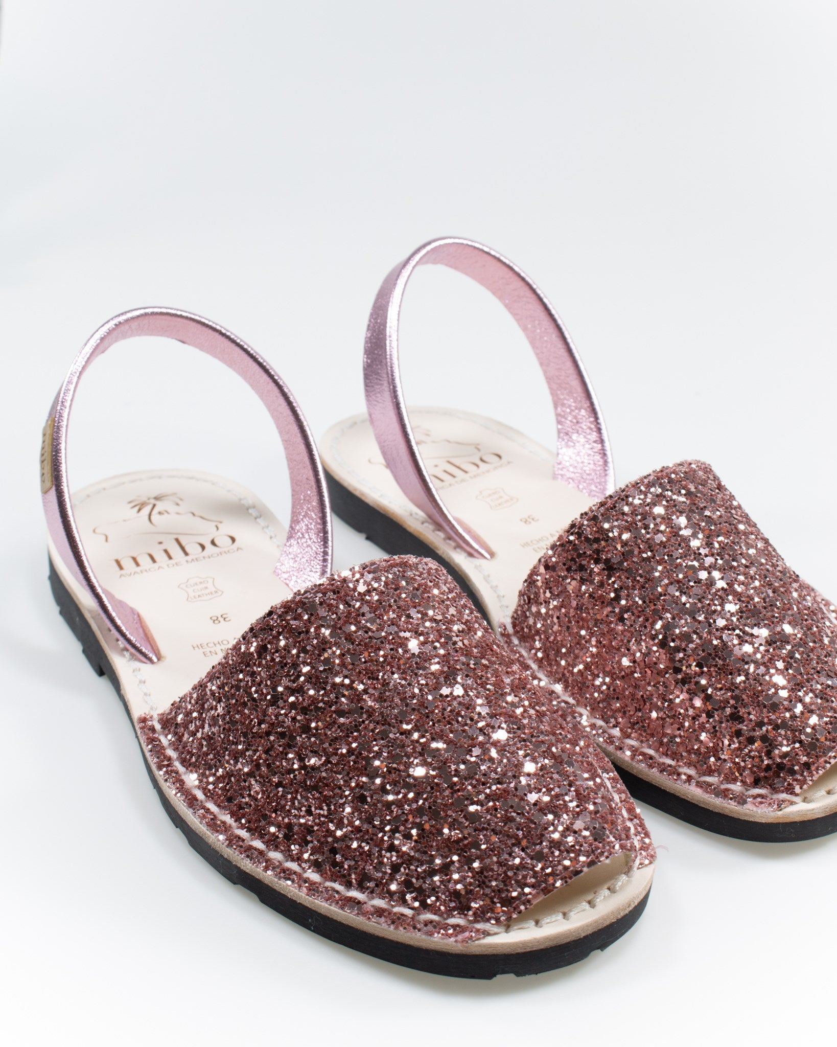 Set sandale Avarca mama si fiica din piele naturala - Glitter Candy Mibo AvarcaShop.ro