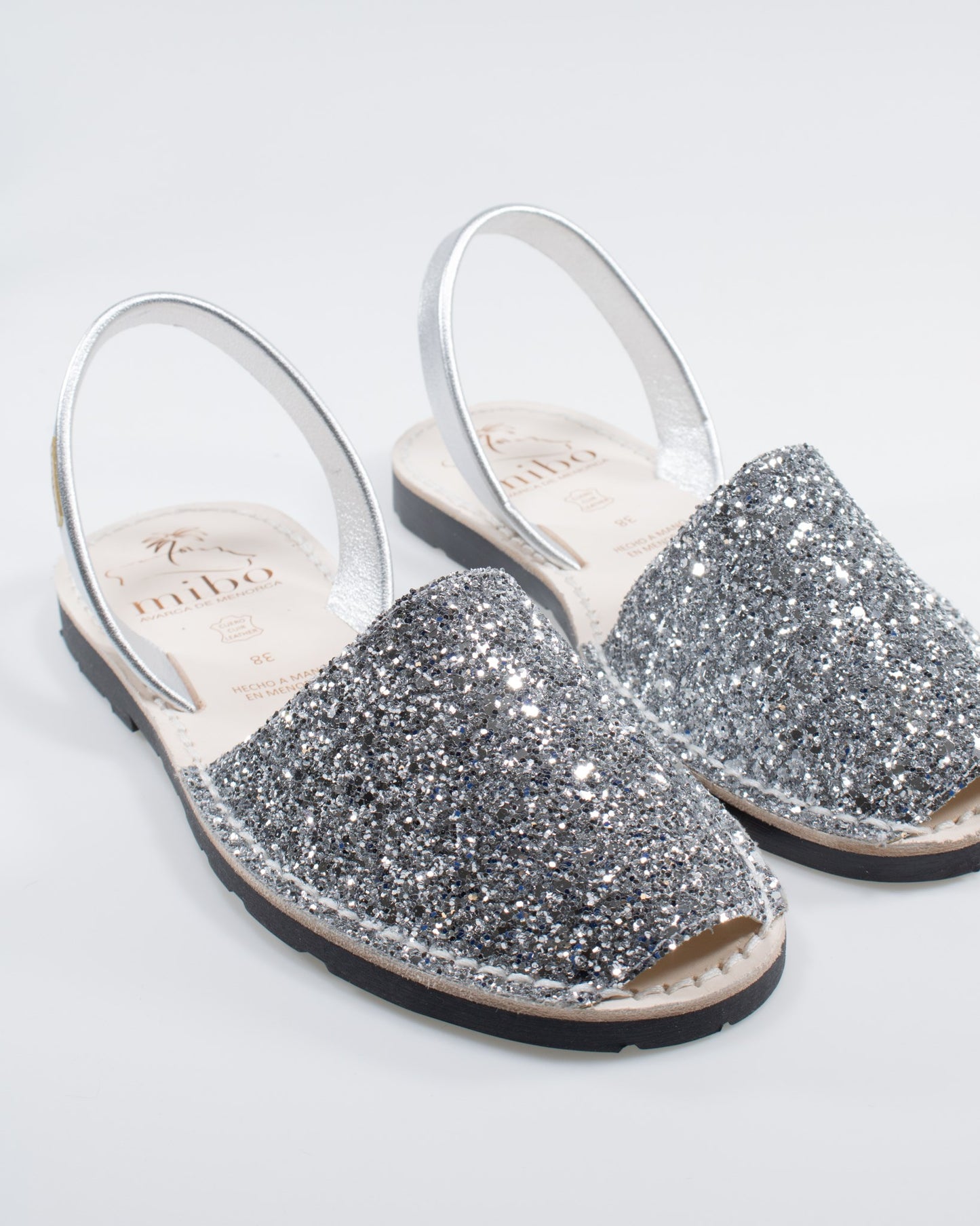Sandale AVARCA din piele naturala - Glitter Alb