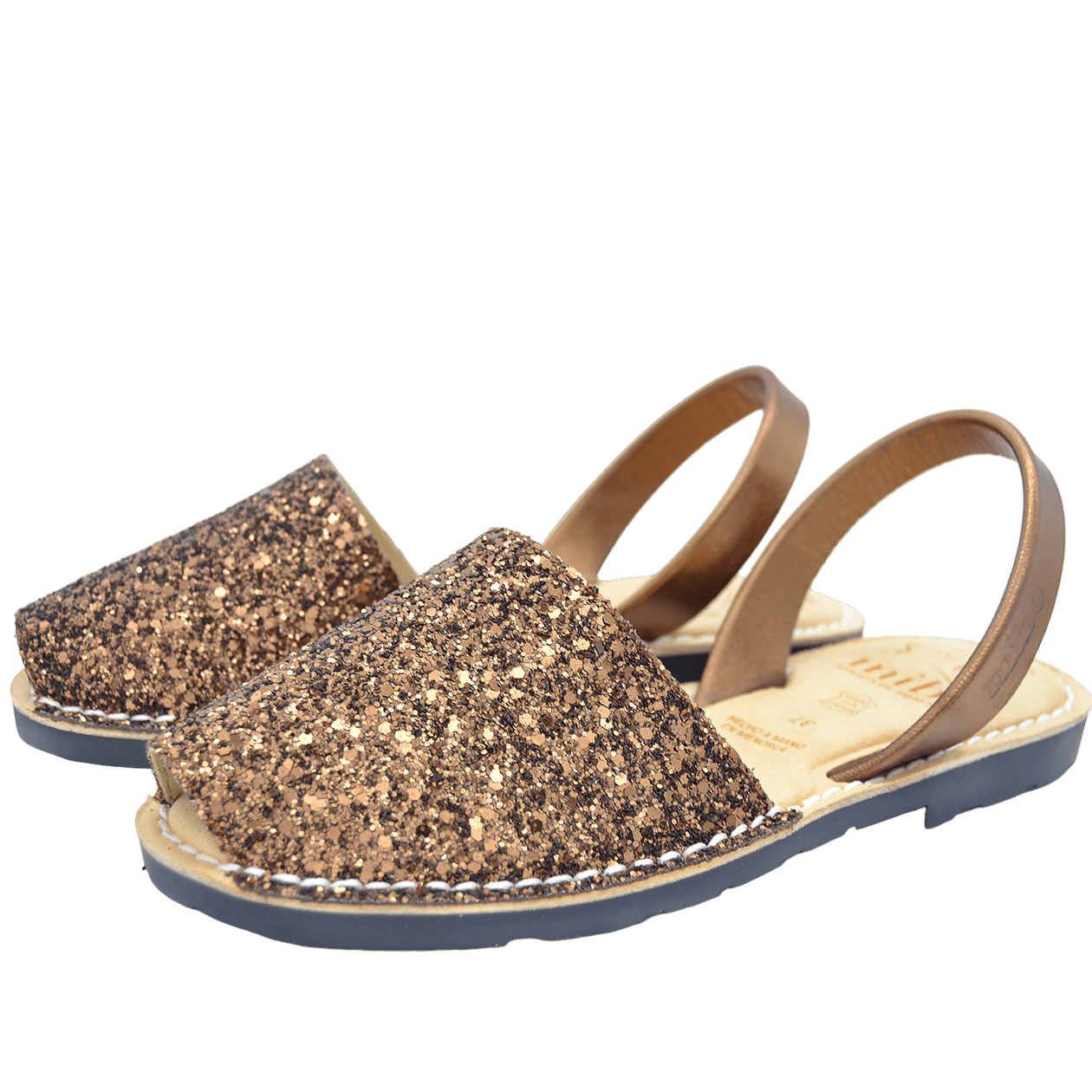 Sandale AVARCA din piele naturala - Glitter Chocolate
