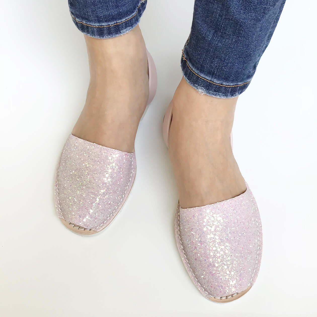 Sandale AVARCA din piele naturala - Glitter Roz Pastel