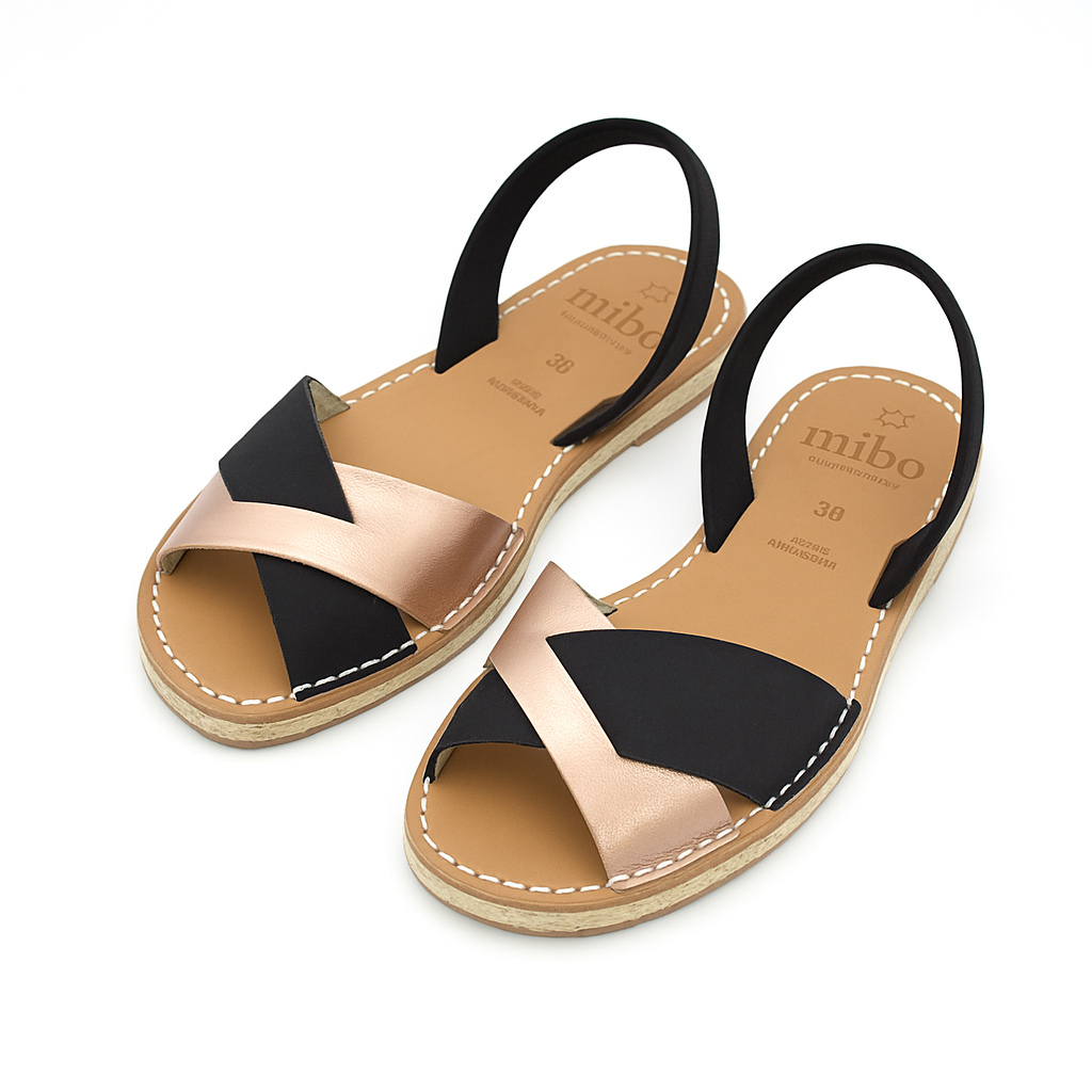 Sandale Cross din piele intoarsa - Rose Gold