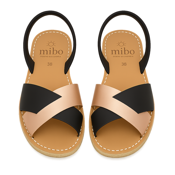 Sandale Cross din piele intoarsa - Rose Gold