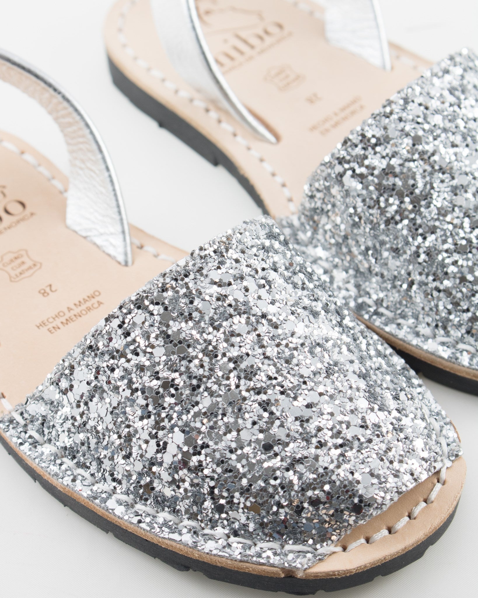 Sandale copii AVARCA din piele naturala - Glitter Alb Mibo