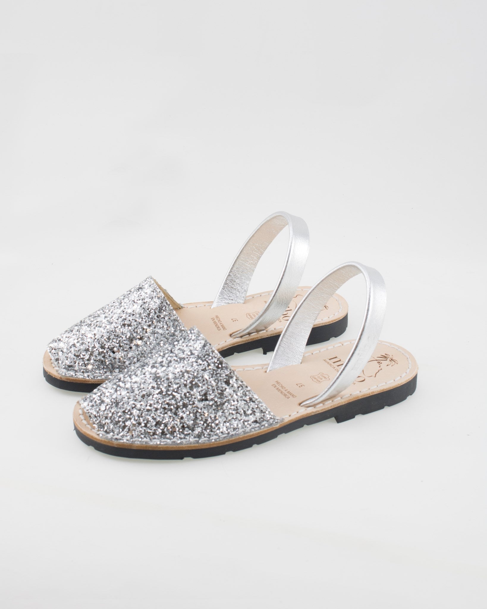 Sandale AVARCA din piele naturala - Glitter Alb Mibo