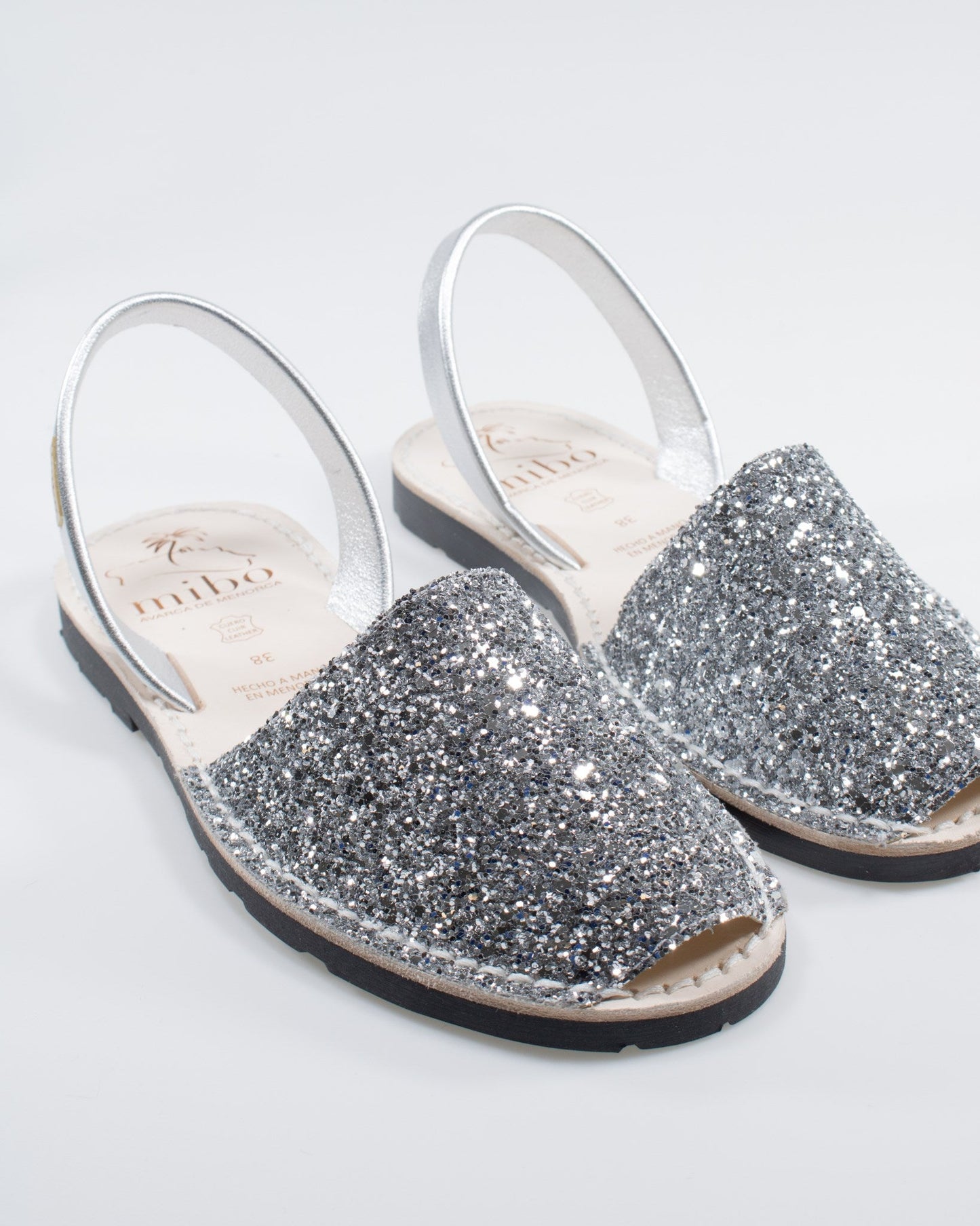 Set sandale Avarca mama si fiica din piele naturala - Glitter Alb
