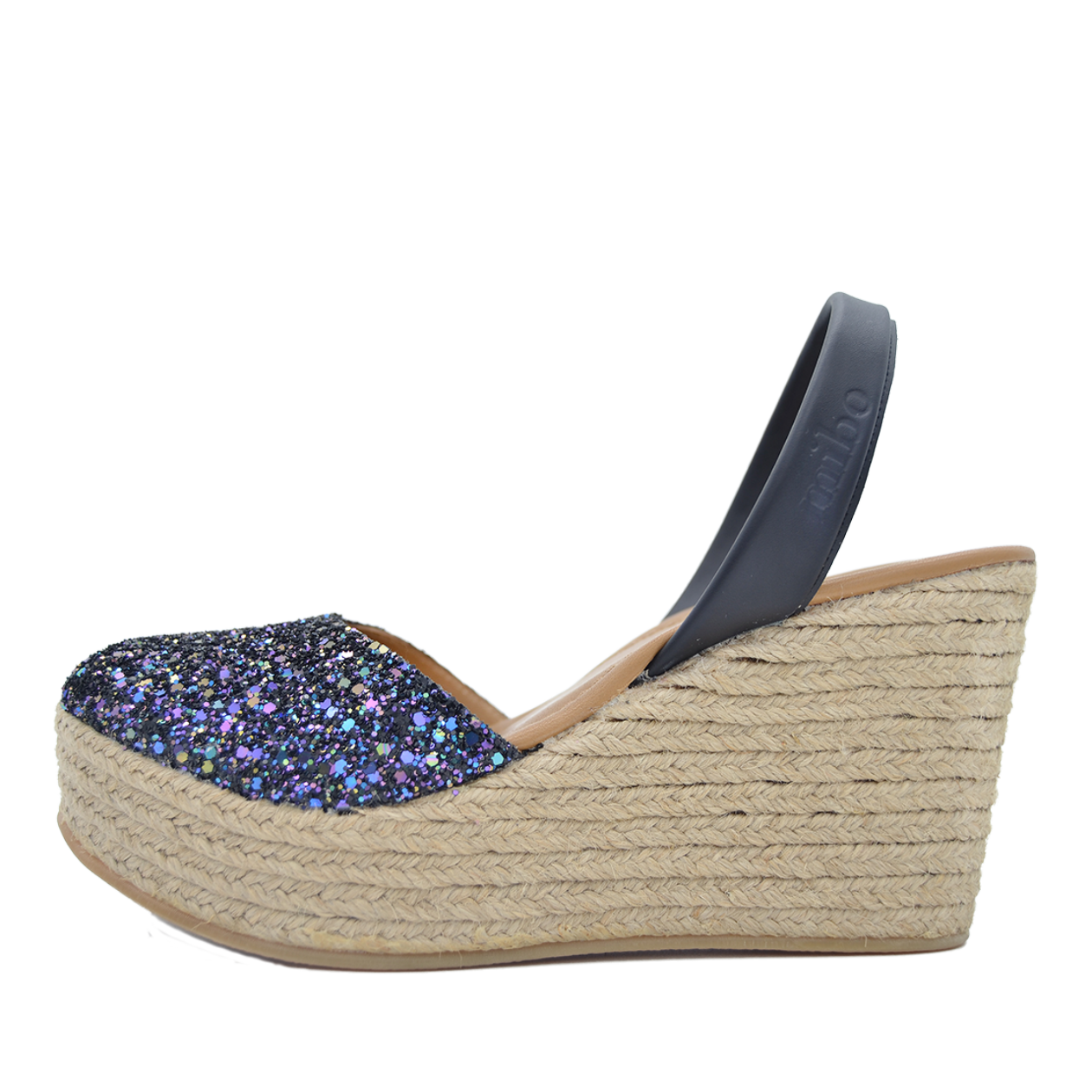 Sandale cu talpa inalta 8.5cm - Glitter Multi Negru Mibo AvarcaShop.ro