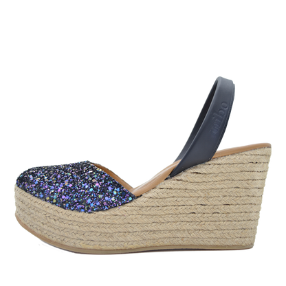 Sandale cu talpa inalta - Glitter Multi Negru