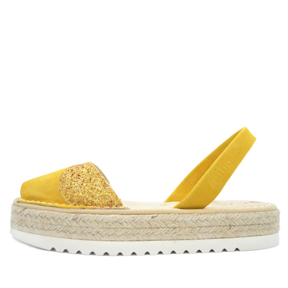 Sandale AVARCA din piele intoarsa - Glitter Galben