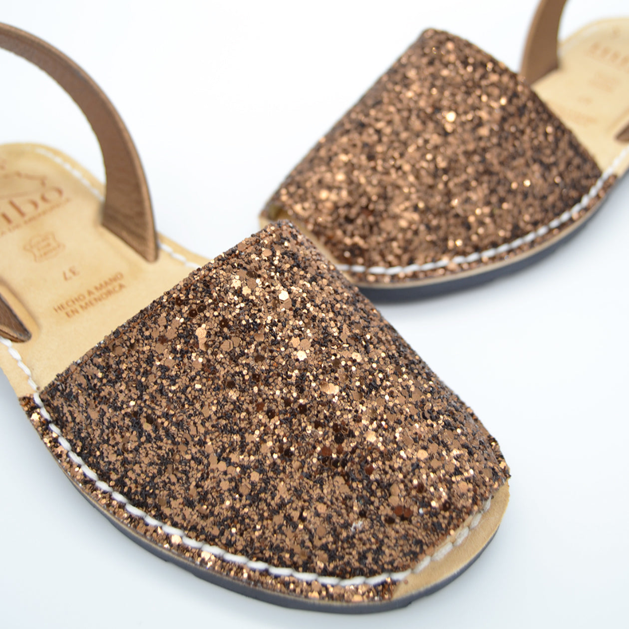 Sandale AVARCA din piele naturala - Glitter Chocolate Mibo