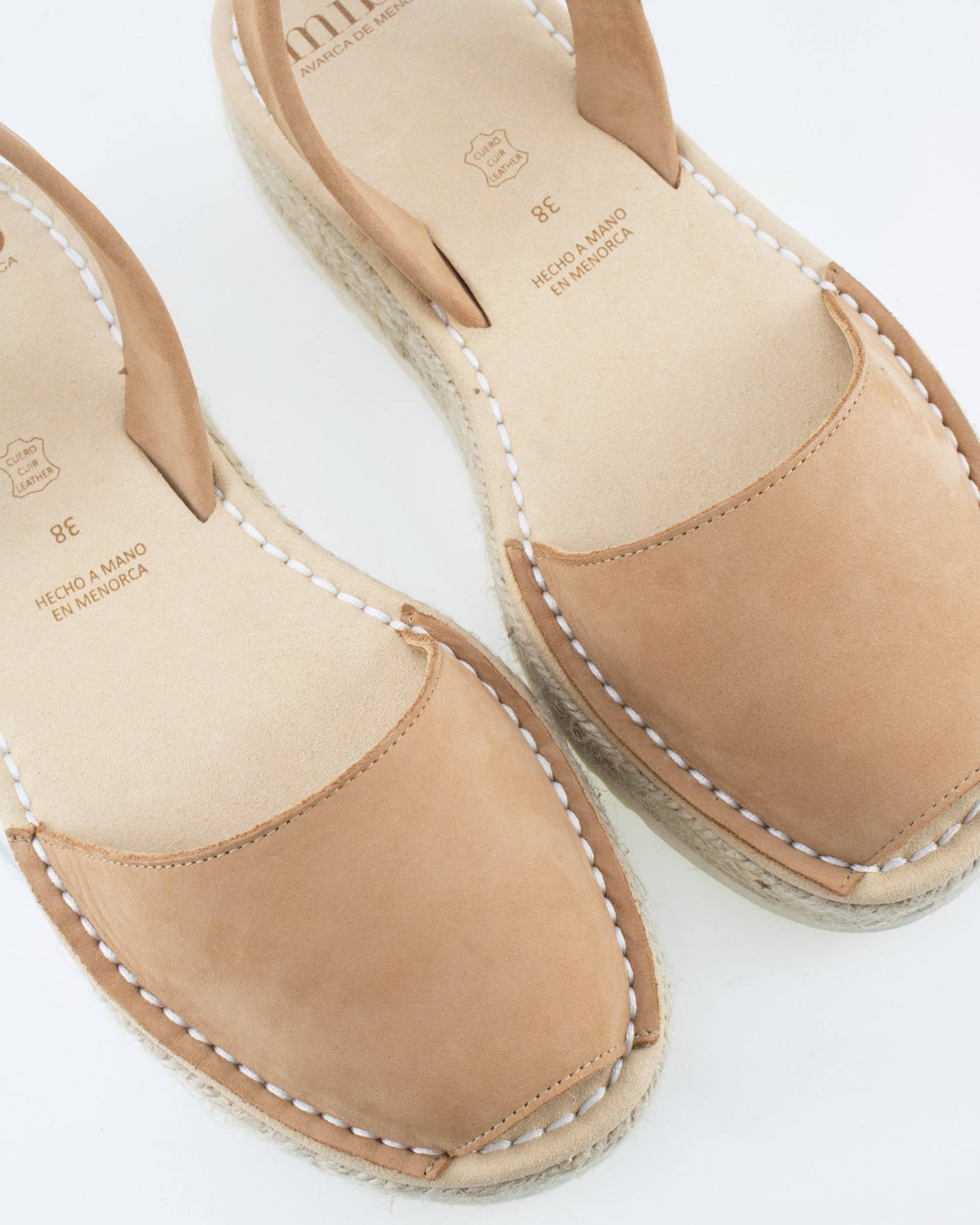 Sandale AVARCA cu talpa semi inalta 4cm din piele intoarsa - Cuero Mibo