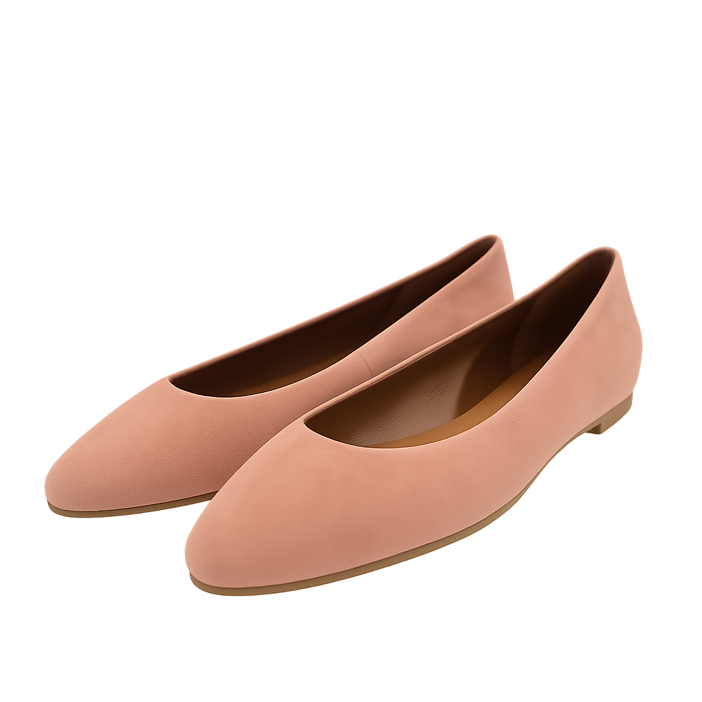 Balerini din piele intoarsa - Roz pudra