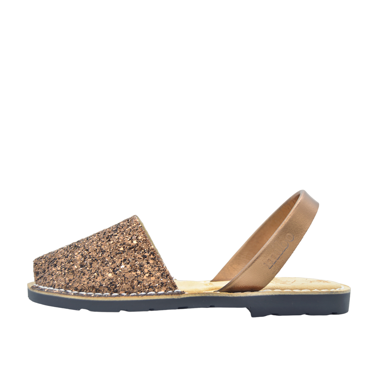 Sandale AVARCA din piele naturala - Glitter Chocolate Mibo