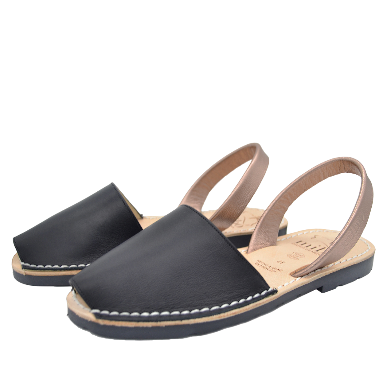 Sandale AVARCA din piele naturala - Negru & Rose Mibo AvarcaShop.ro