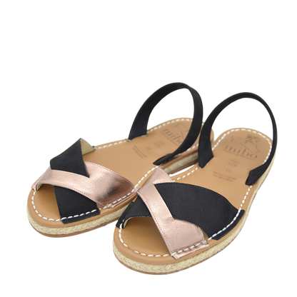 Sandale din piele intoarsa Cross - Rose Gold