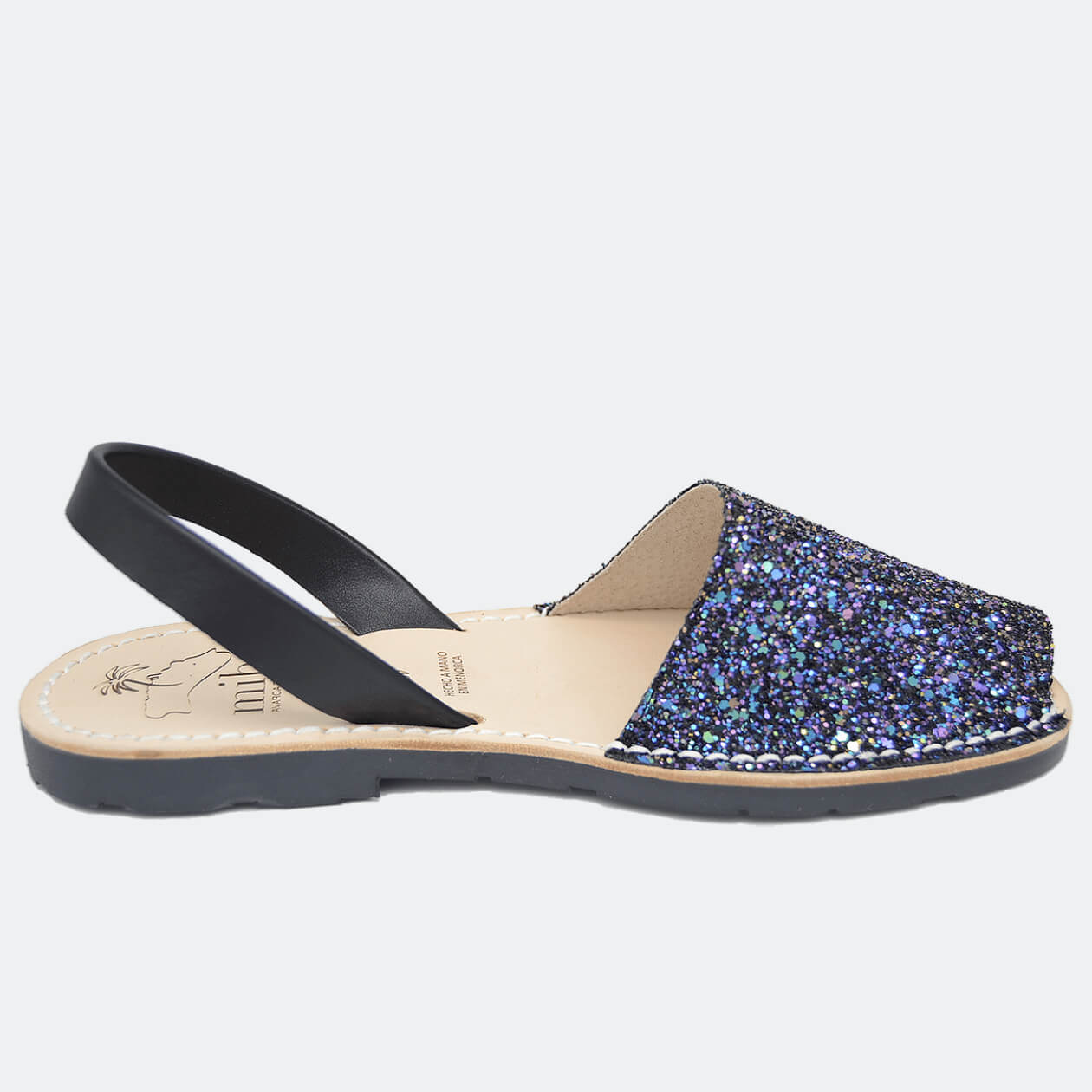 Sandale AVARCA din piele naturala - Glitter Multi Negru Mibo