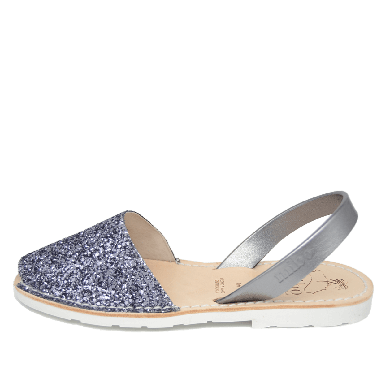 Sandale AVARCA din piele naturala - Glitter Antracit Mibo