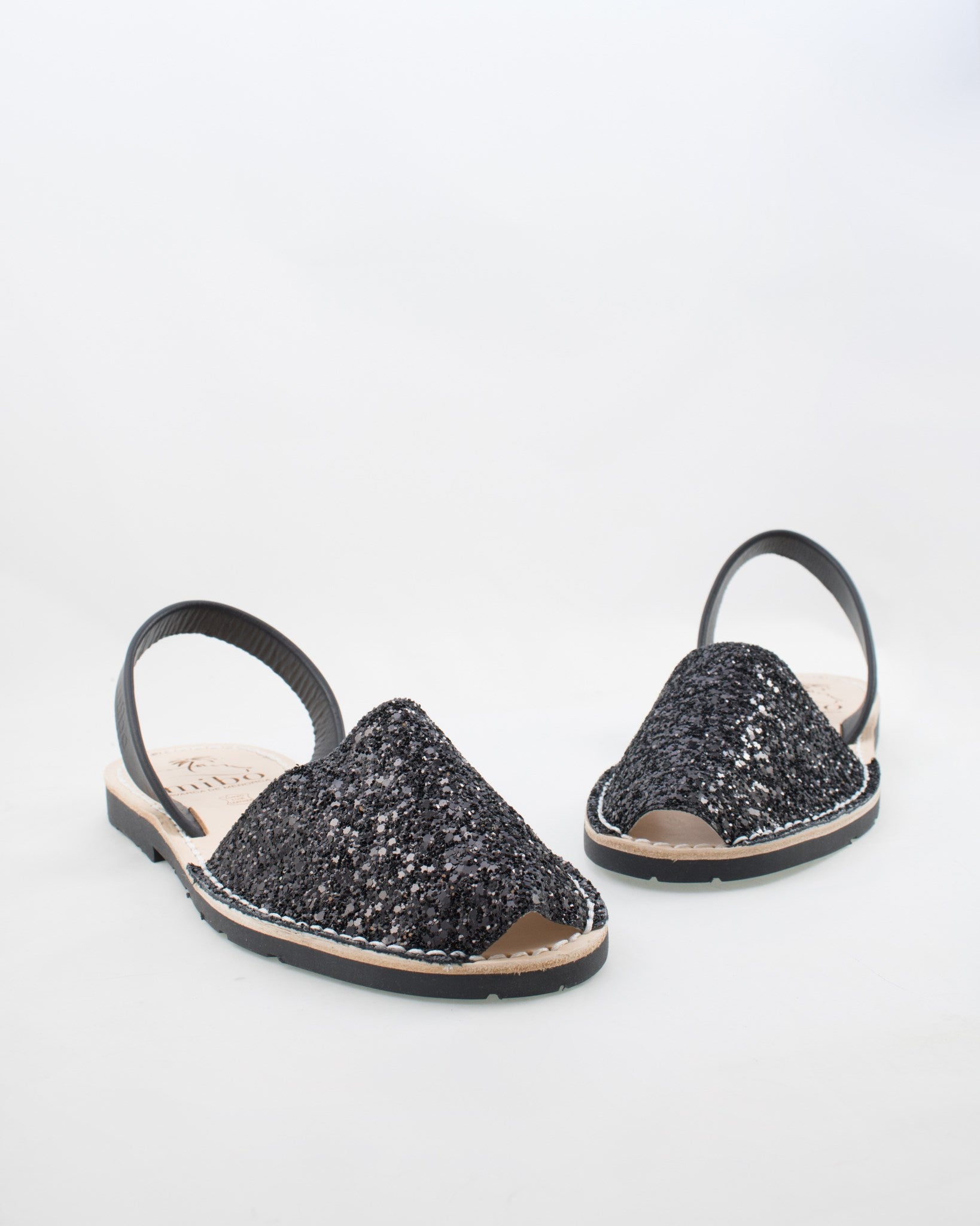 Sandale AVARCA din piele naturala - Glitter Negru Mibo AvarcaShop.ro