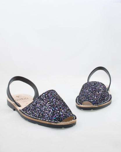 Sandale AVARCA din piele naturala - Glitter Multi Negru