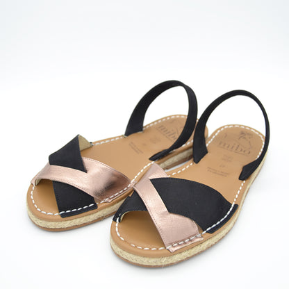 Sandale din piele intoarsa Cross - Rose Gold