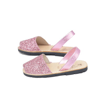 Sandale copii din piele naturala AVARCA glitter roz